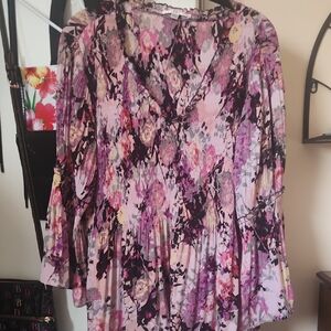 Two For One!  Floral Polyester Blouses in Pastel Shades